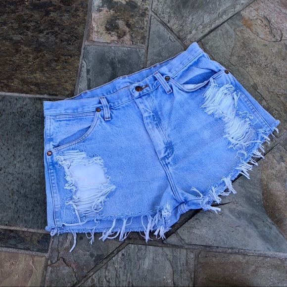 wrangler reworked denim shorts